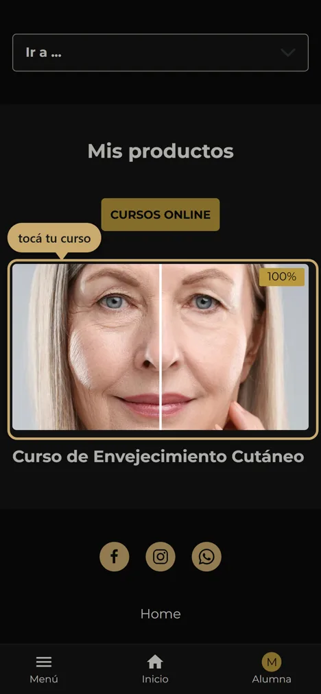 Mis productos: tus cursos con su avance