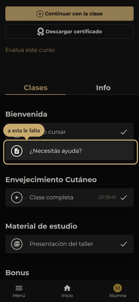 Acá quedó una clase sin marcar